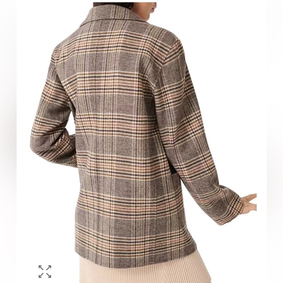 Maje Garion Plaid Blazer Coat Brown Size 36 US 4 - Picture 4 of 11